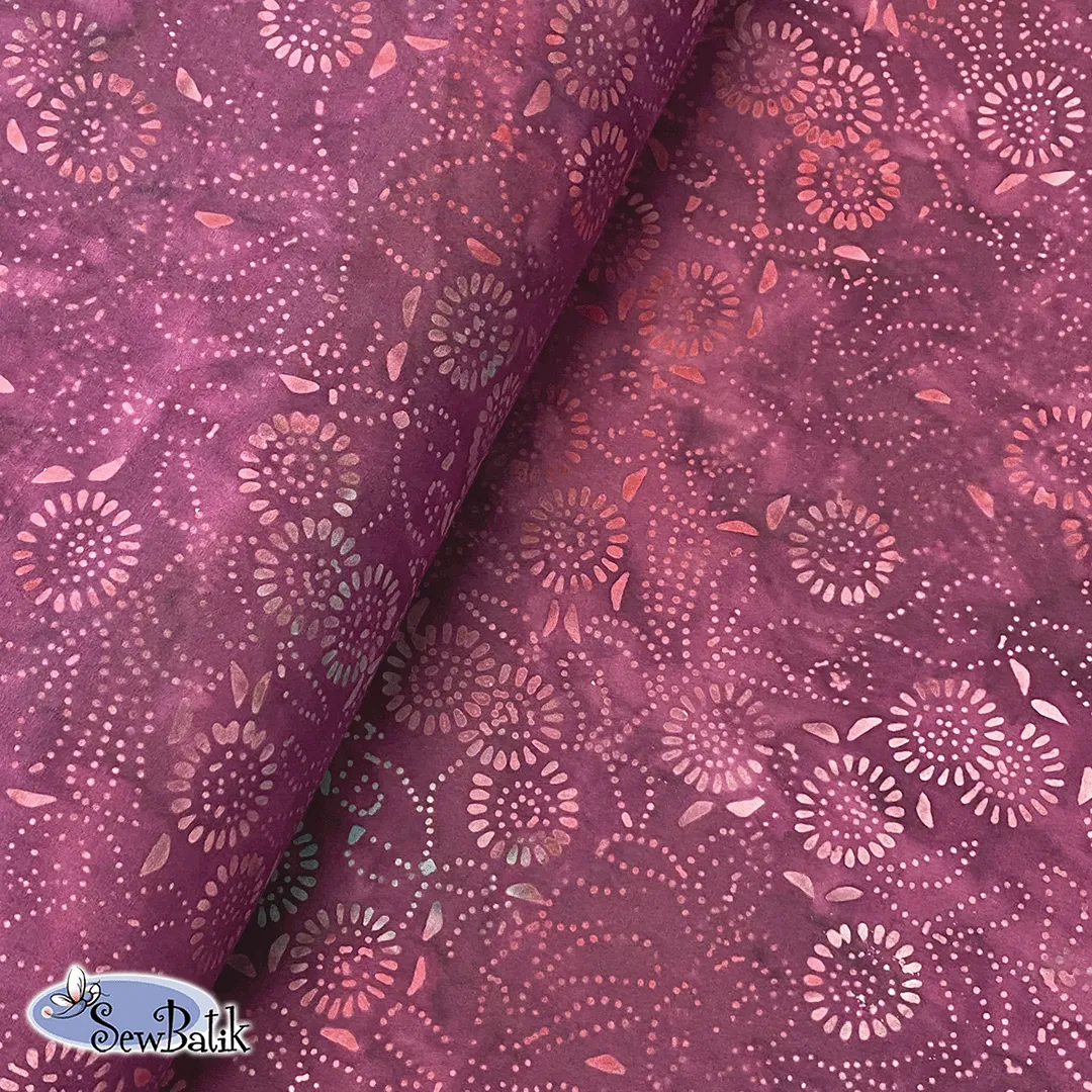 115" Wide Batik - Medora Flora - Dark Ruby