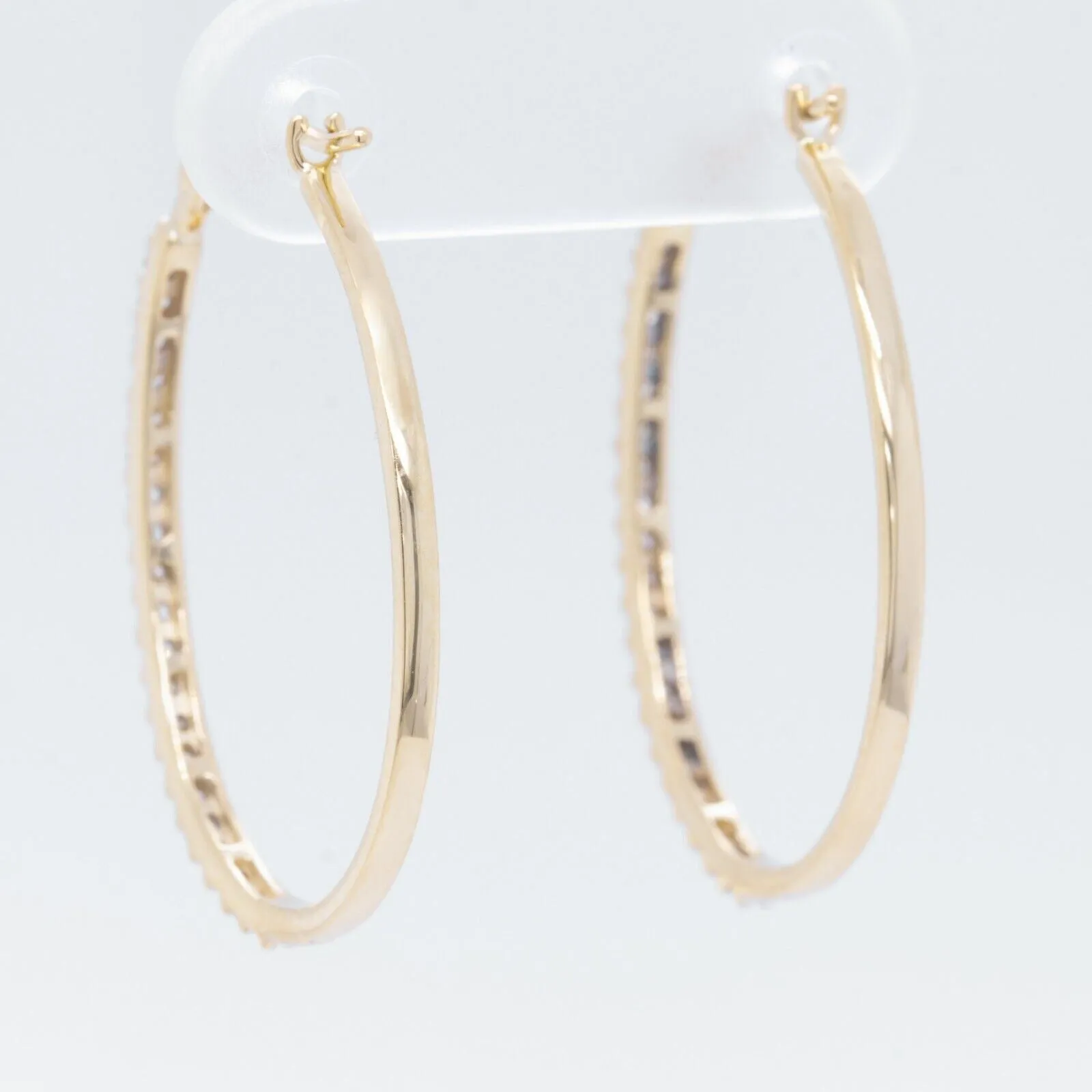 14k White & Yellow Gold Diamond Oval Hoop Earrings 0.20ctw H VS2 2.2g MEXICO