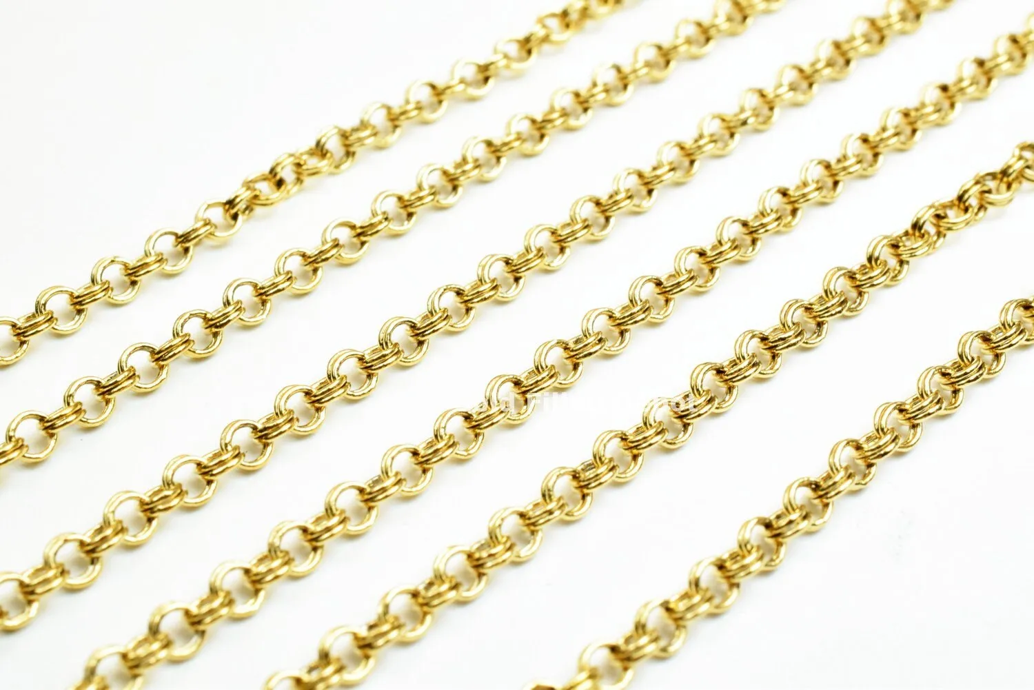 18K Gold Filled Look, Double Rolo Cable Link Chain  personalize necklace Width 3mm Thickness 1mm findings for Jewelry supplies wholesale-3 Feet