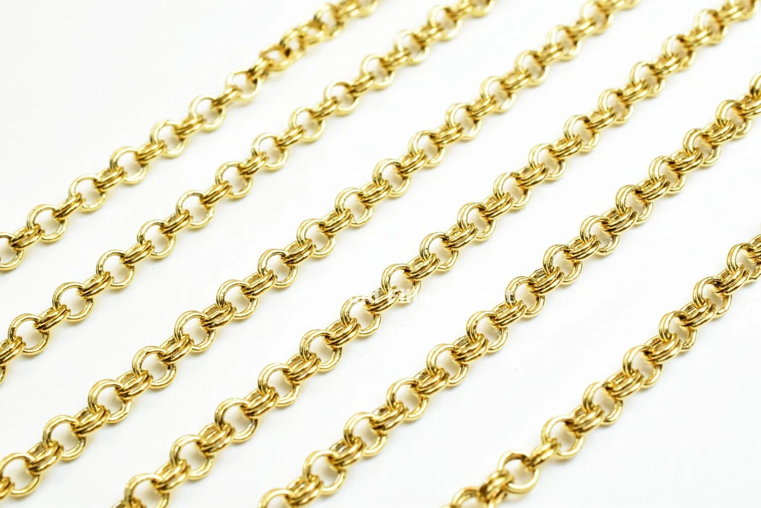 18K Gold Filled Look, Double Rolo Cable Link Chain  personalize necklace Width 3mm Thickness 1mm findings for Jewelry supplies wholesale-3 Feet