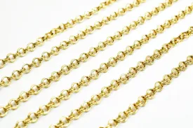 18K Gold Filled Look, Double Rolo Cable Link Chain  personalize necklace Width 3mm Thickness 1mm findings for Jewelry supplies wholesale-3 Feet