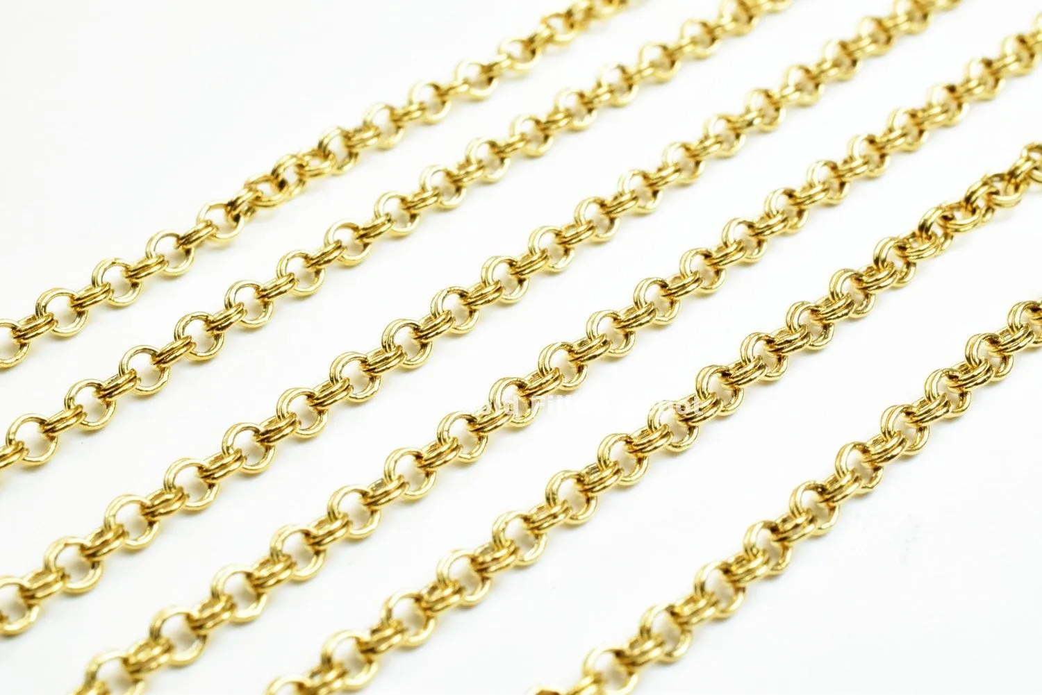 18K Gold Filled Look, Double Rolo Cable Link Chain  personalize necklace Width 3mm Thickness 1mm findings for Jewelry supplies wholesale-3 Feet