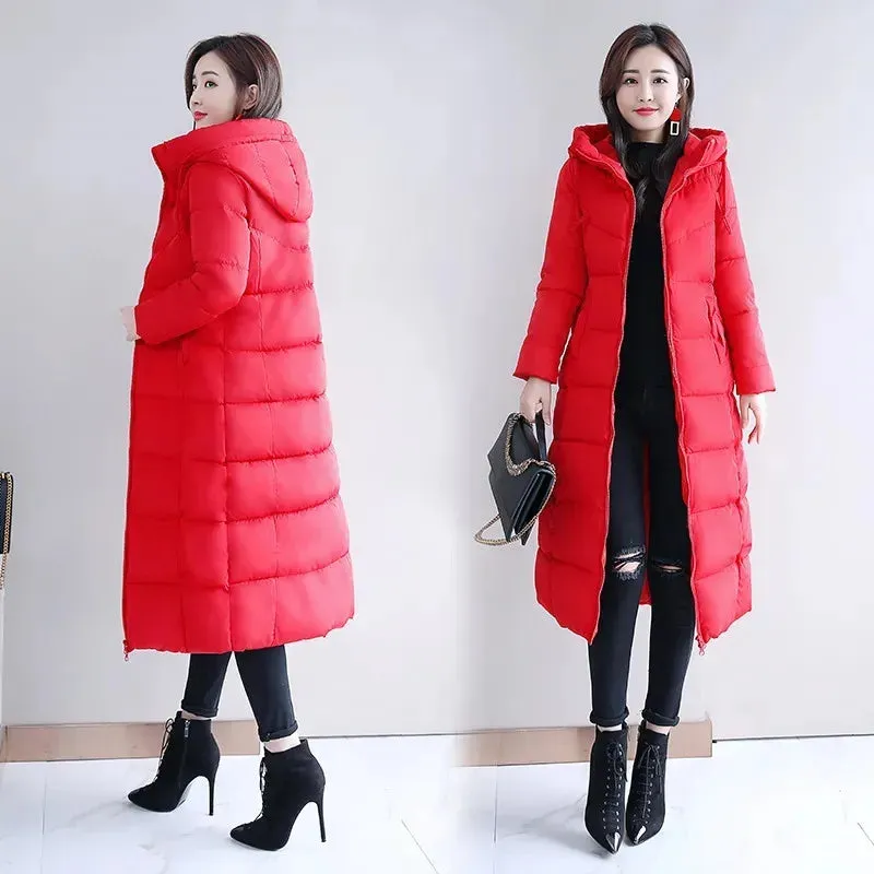 2023 Long Straight Winter Coat Women Casual Down Jackets Slim Remove Hooded Parka Oversize Fashion Outwear Plus Size 5XL WT 1 Kg