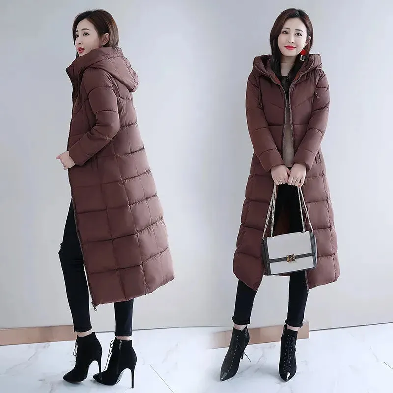 2023 Long Straight Winter Coat Women Casual Down Jackets Slim Remove Hooded Parka Oversize Fashion Outwear Plus Size 5XL WT 1 Kg