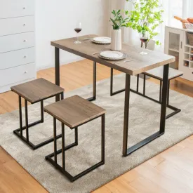 4Pc Industrial Dinette Set - Oak
