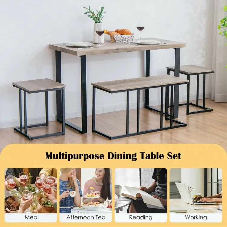 4Pc Industrial Dinette Set - Oak