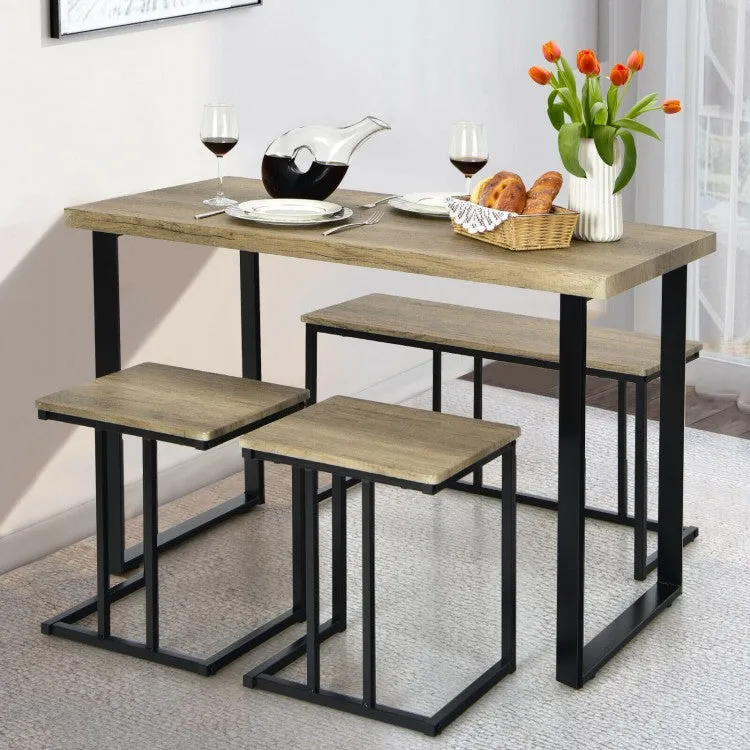 4Pc Industrial Dinette Set - Oak