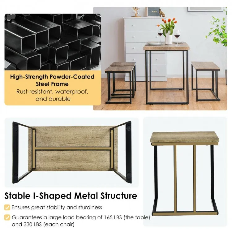 4Pc Industrial Dinette Set - Oak