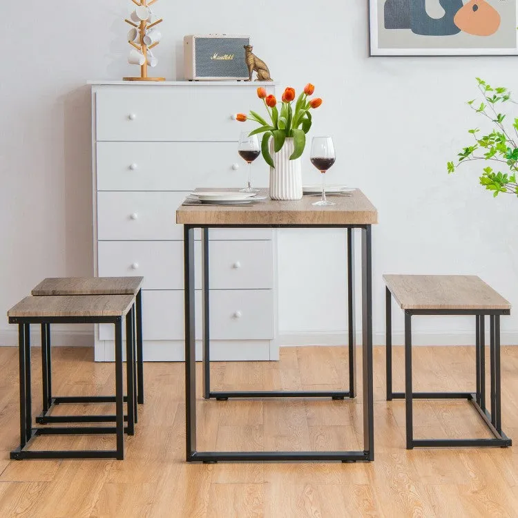4Pc Industrial Dinette Set - Oak