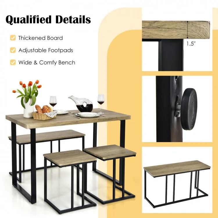 4Pc Industrial Dinette Set - Oak