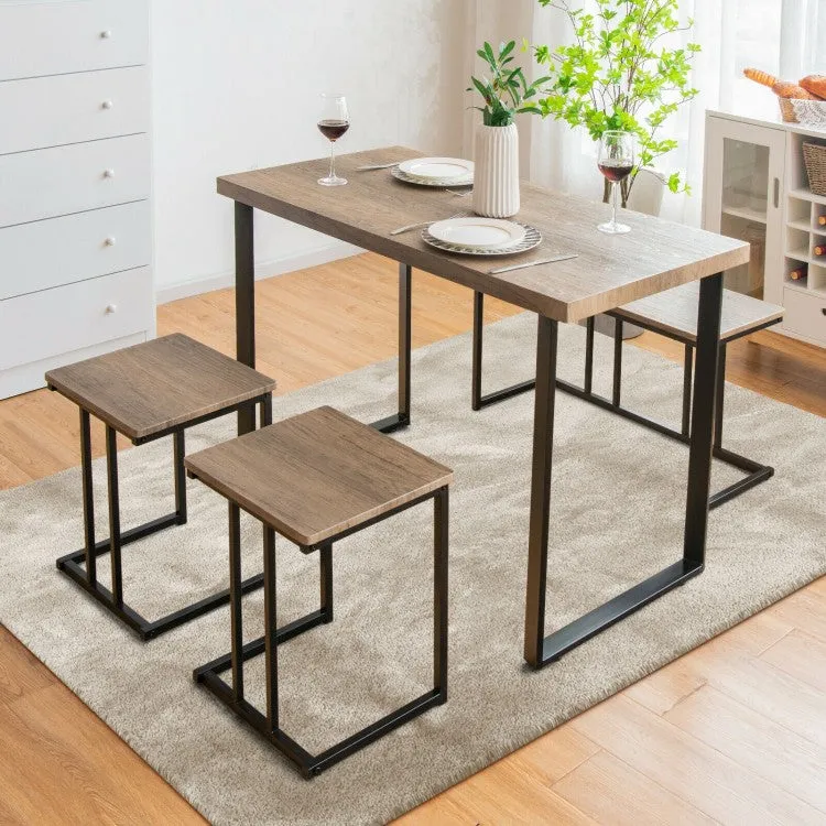 4Pc Industrial Dinette Set - Oak