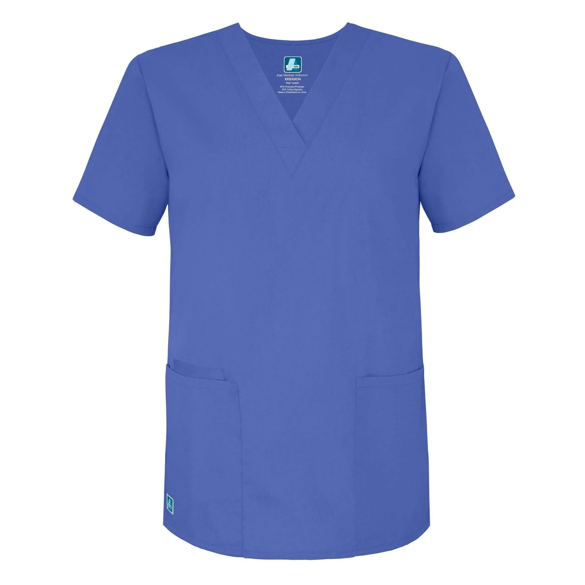 Adar Universal Unisex V-Neck 2 Pocket Scrub Top Ceil Blue