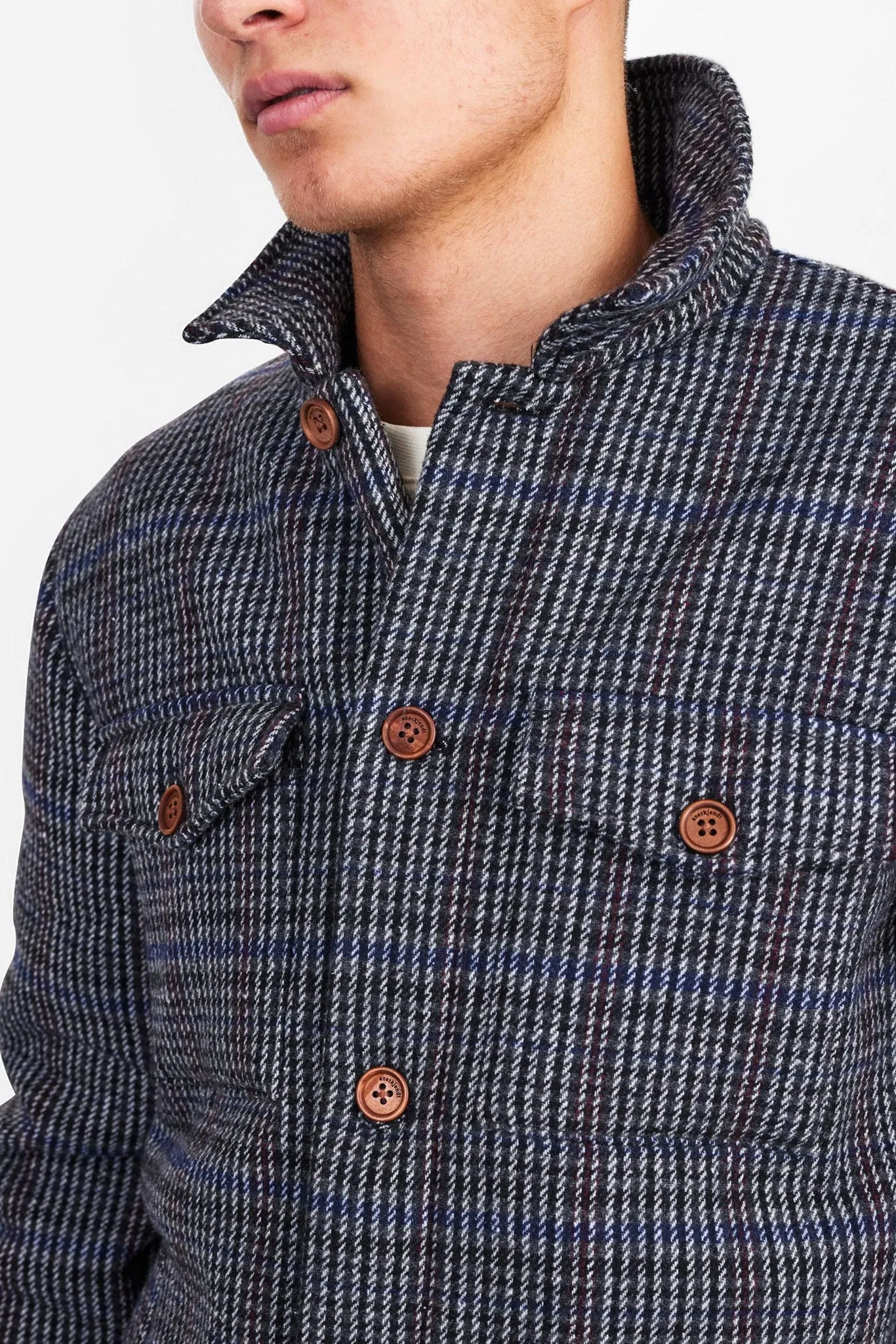 AKBASTIAN CHECK JACKET - Dark grey mel