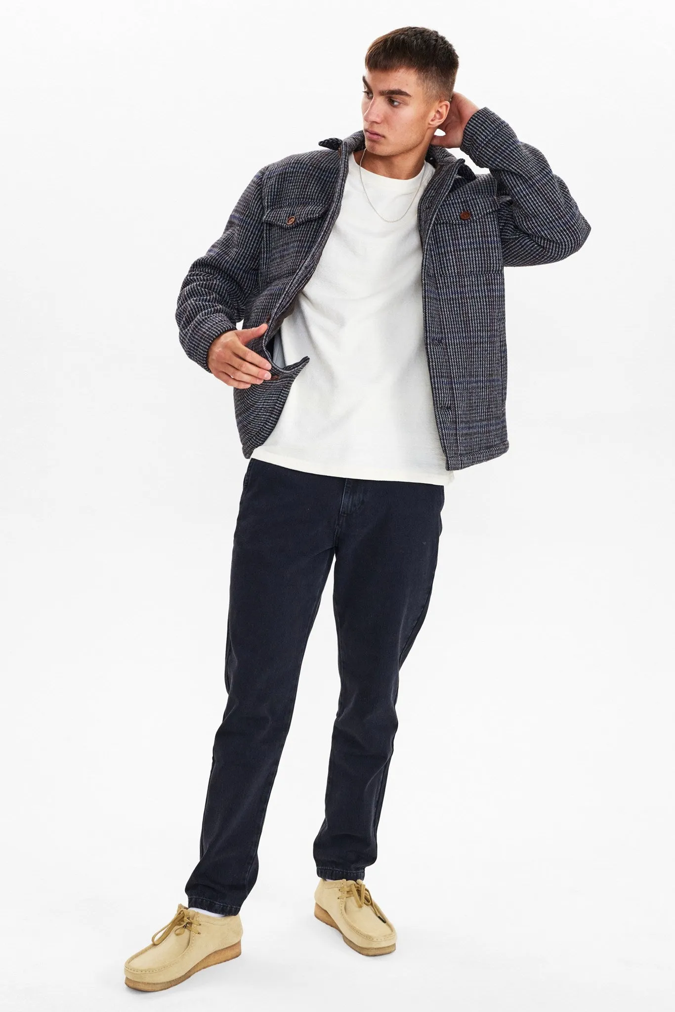 AKBASTIAN CHECK JACKET - Dark grey mel