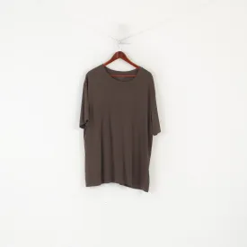 AllSaints Men L Shirt Brown Oversized Fit Mars SS Crew Neck Lyocell Top