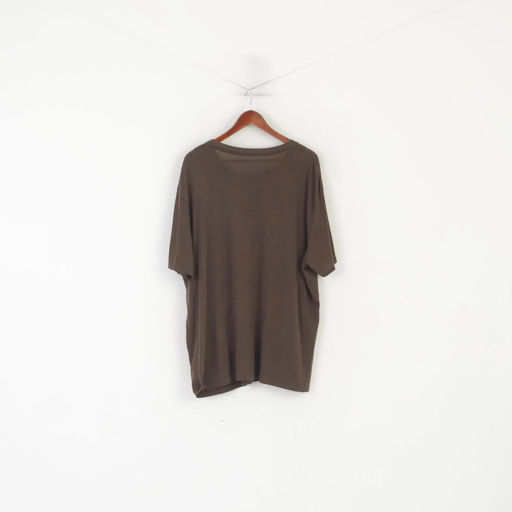 AllSaints Men L Shirt Brown Oversized Fit Mars SS Crew Neck Lyocell Top