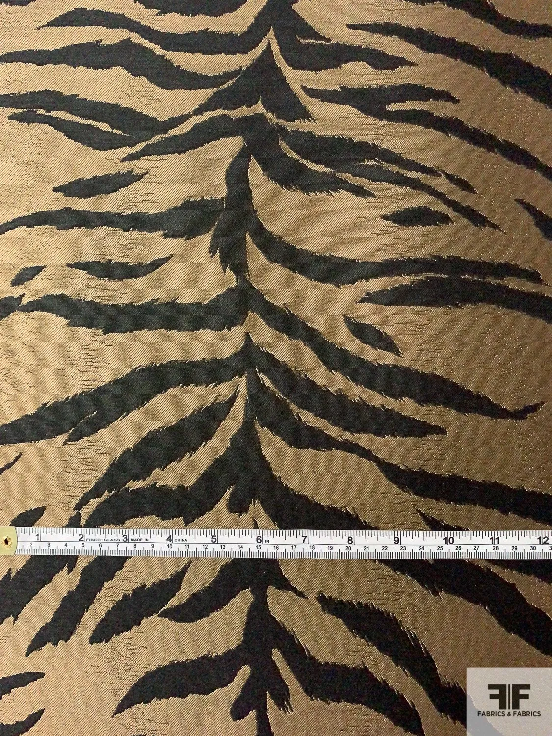 Animal Pattern Fused Brocade - Black / Antique Dusty Gold