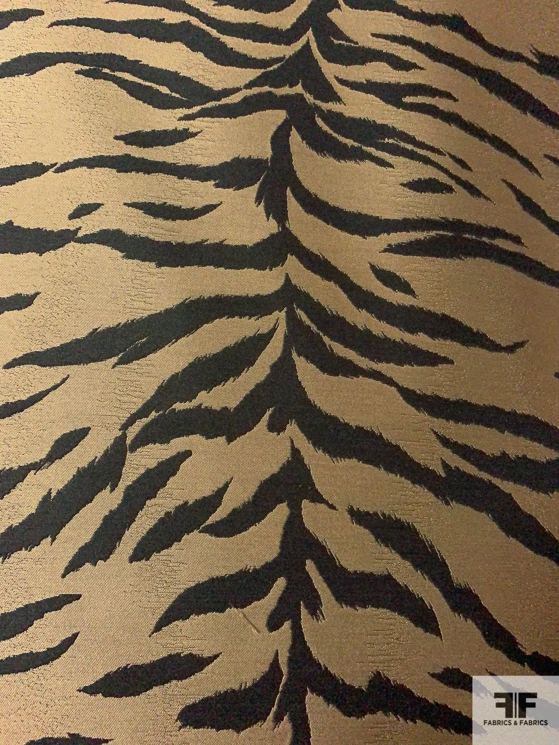 Animal Pattern Fused Brocade - Black / Antique Dusty Gold