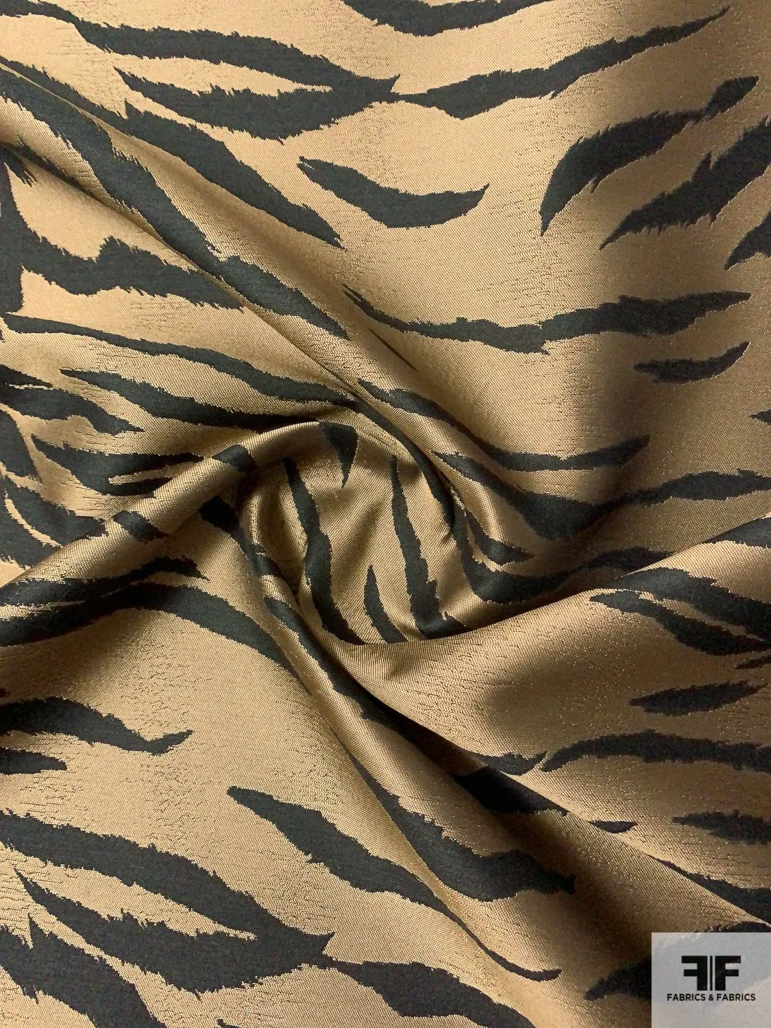 Animal Pattern Fused Brocade - Black / Antique Dusty Gold