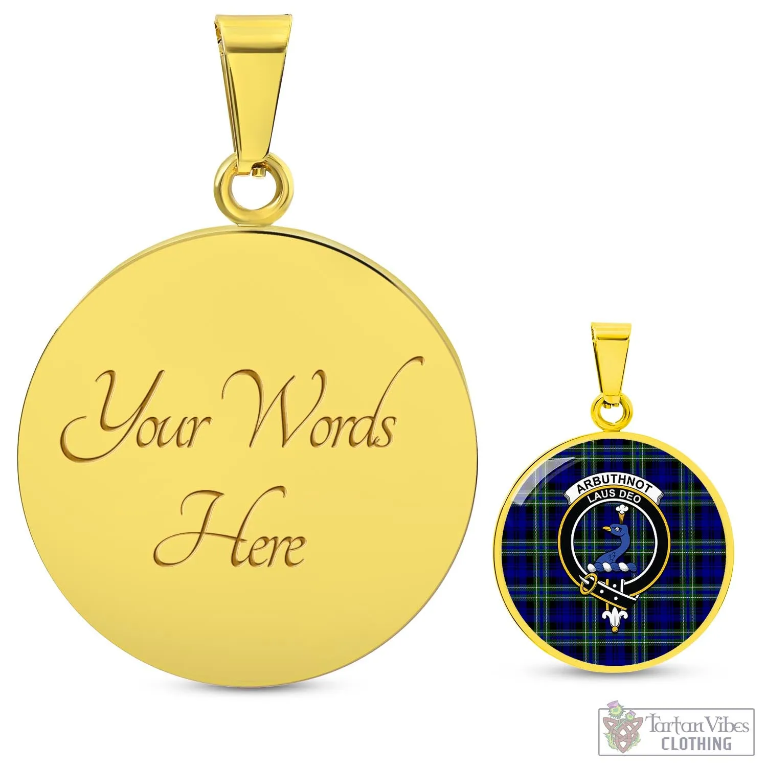 Arbuthnot Modern Tartan Circle Necklace with Family Crest