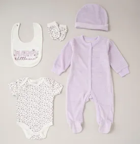 Baby Clothing Lilac  Velour  'Happy' Gift Set