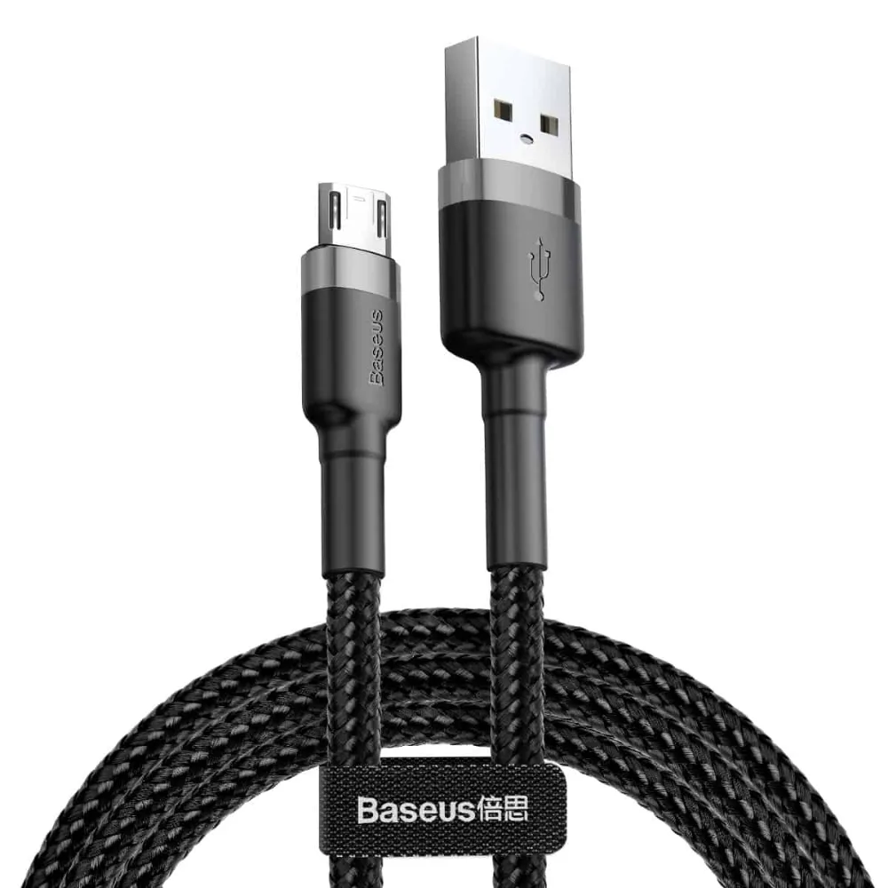 (Buy 1 Get 1) Baseus cafule Cable USB For Micro 2.4A 1m - Grey   Black