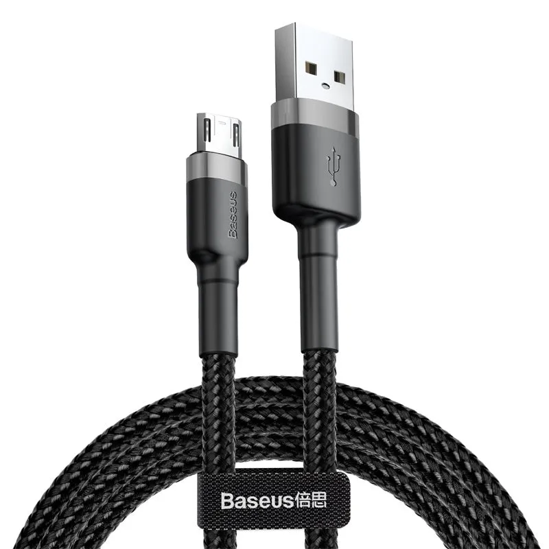 (Buy 1 Get 1) Baseus cafule Cable USB For Micro 2.4A 1m - Grey   Black