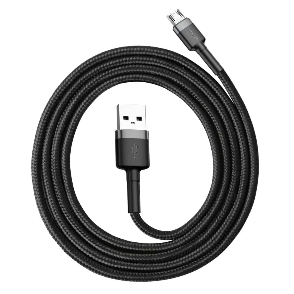 (Buy 1 Get 1) Baseus cafule Cable USB For Micro 2.4A 1m - Grey   Black