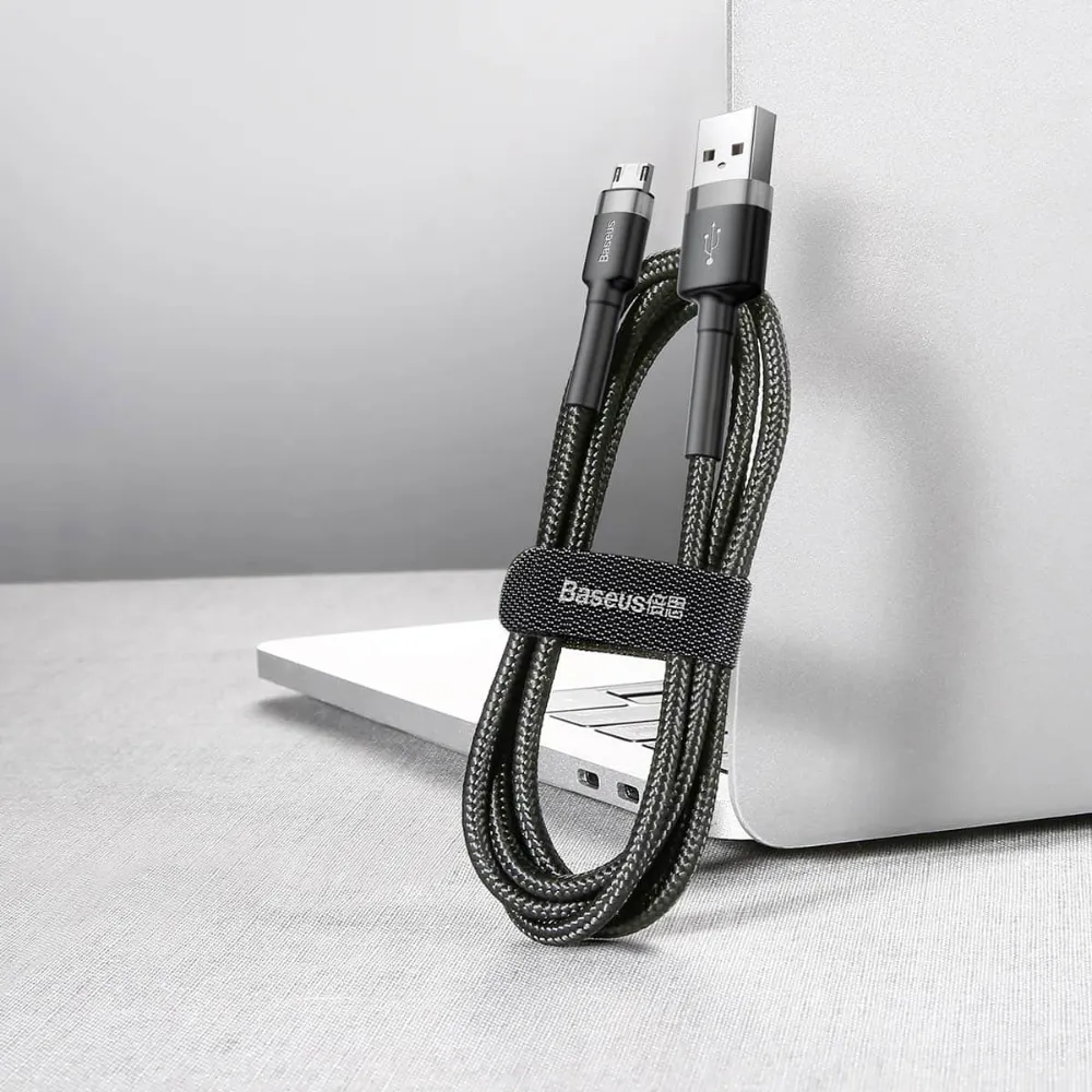 (Buy 1 Get 1) Baseus cafule Cable USB For Micro 2.4A 1m - Grey   Black