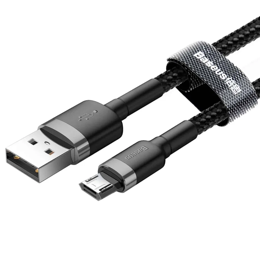 (Buy 1 Get 1) Baseus cafule Cable USB For Micro 2.4A 1m - Grey   Black