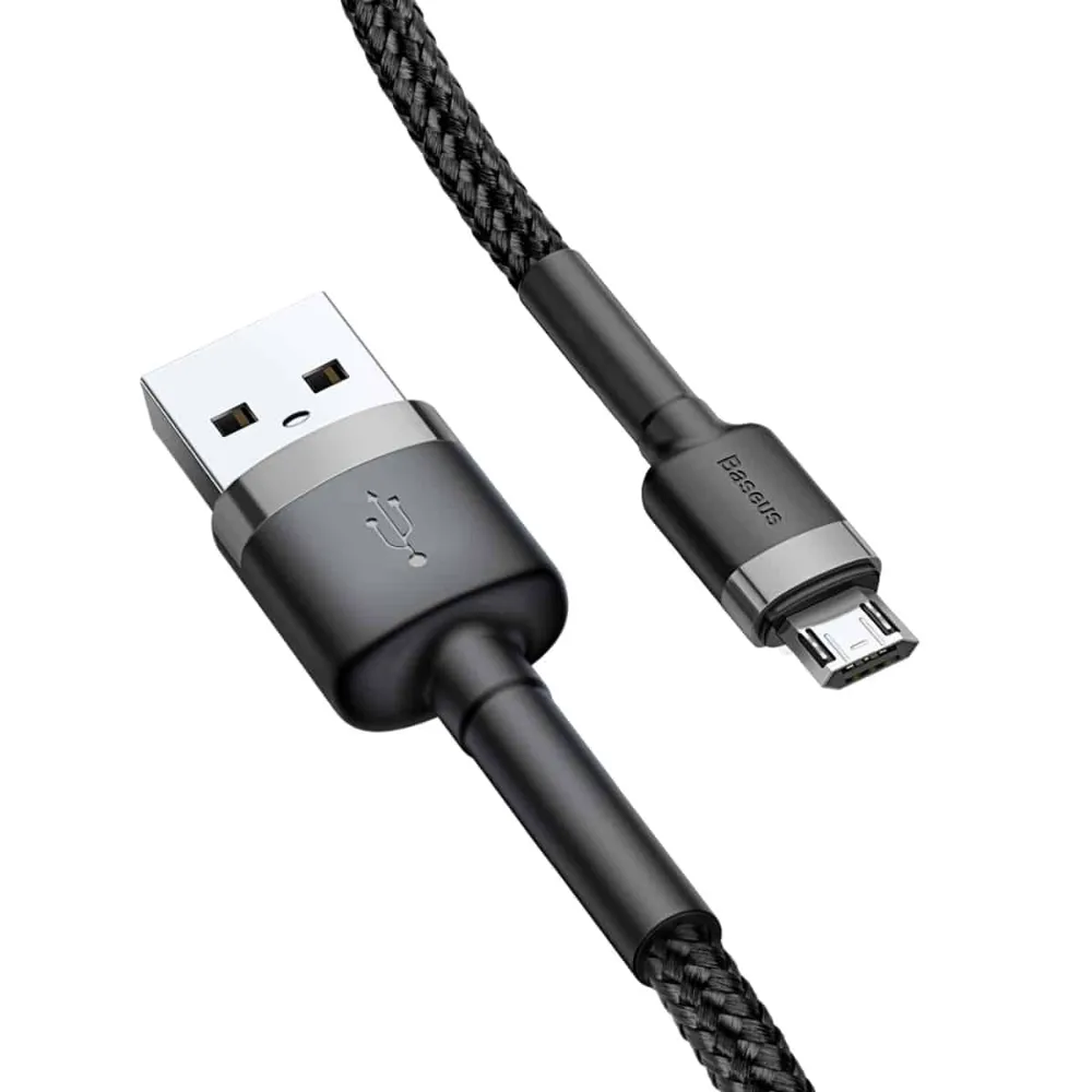 (Buy 1 Get 1) Baseus cafule Cable USB For Micro 2.4A 1m - Grey   Black