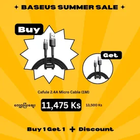 (Buy 1 Get 1) Baseus cafule Cable USB For Micro 2.4A 1m - Grey   Black
