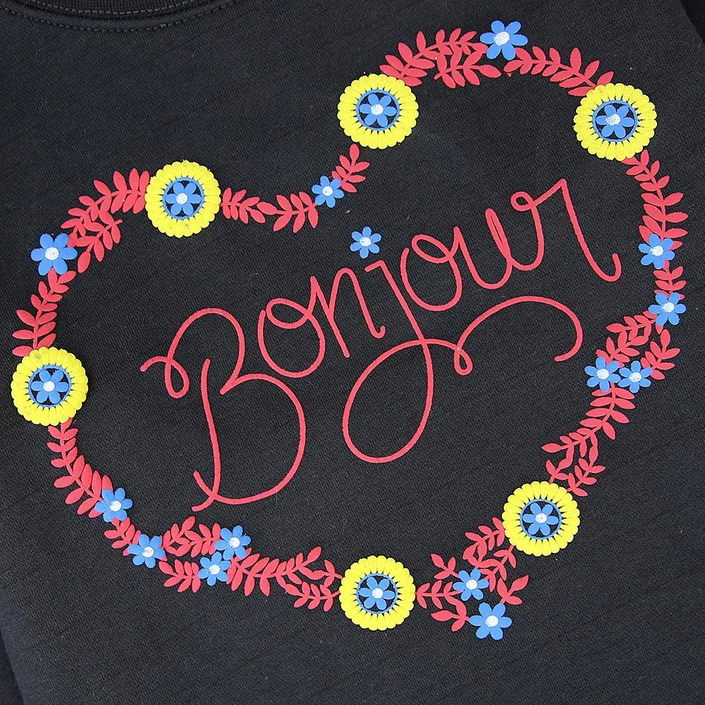 C1312 MM Bonjour Flower Pursuit Black Sweat Shirt