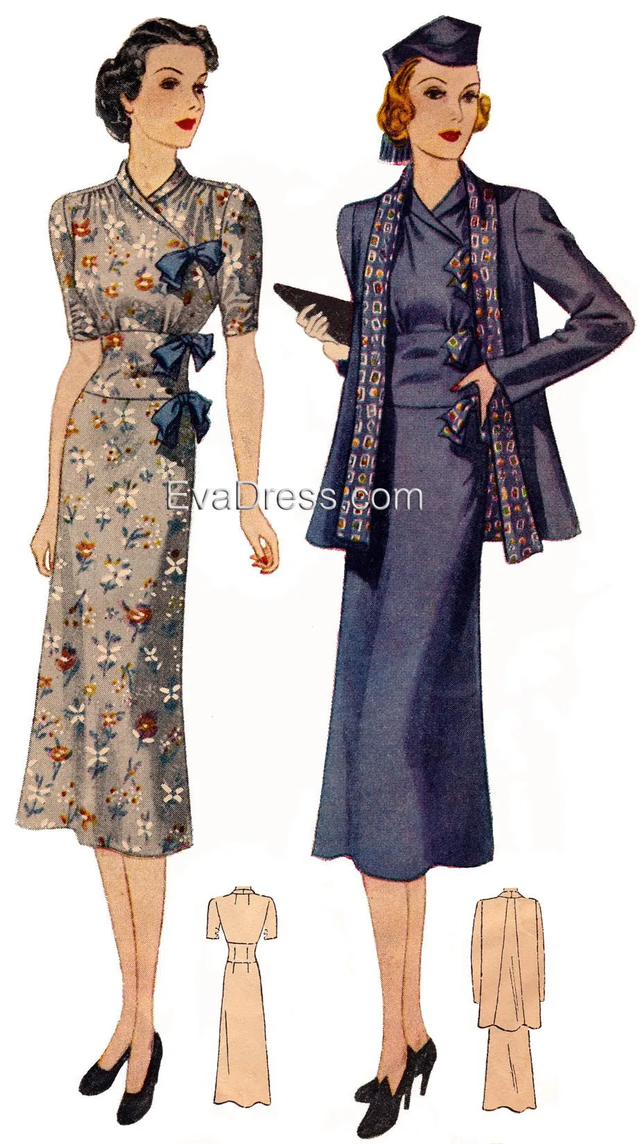 E-PATTERN 1938 Dress & Reversible Jacket E2653