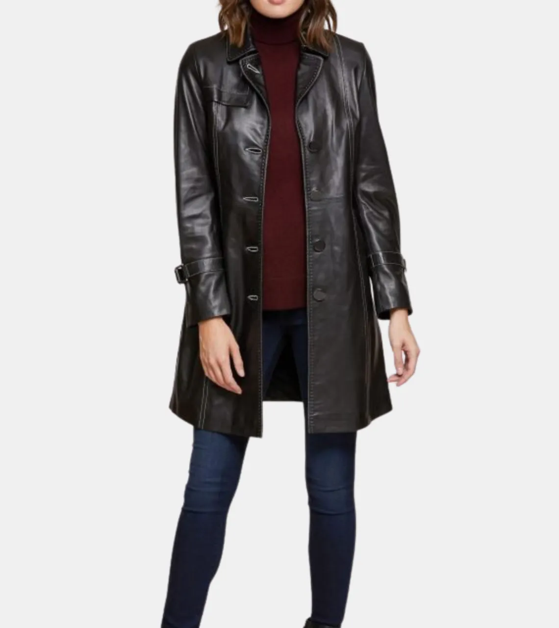 Emmeline Women's Black Leather Coat