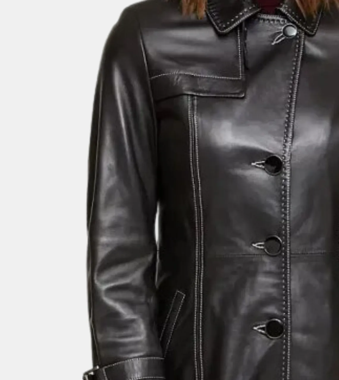 Emmeline Women's Black Leather Coat