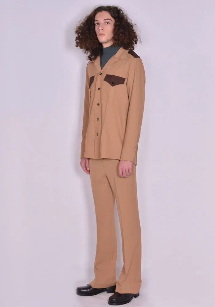 ERNEST W. BAKER SH28 CONTRAST POCKET OVERSHIRT CAMEL