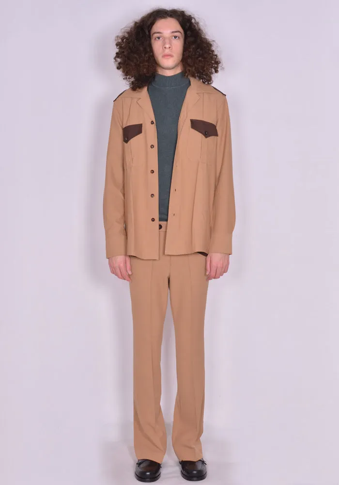 ERNEST W. BAKER SH28 CONTRAST POCKET OVERSHIRT CAMEL