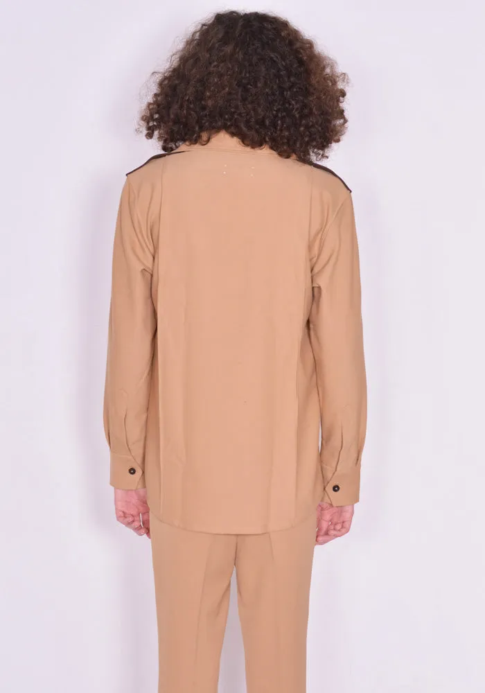ERNEST W. BAKER SH28 CONTRAST POCKET OVERSHIRT CAMEL
