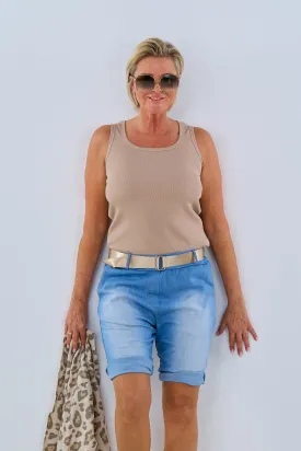 Feinripp-Top, taupe
