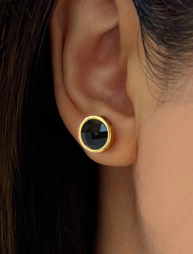 FIRE Black Onyx 24K Gold Studs