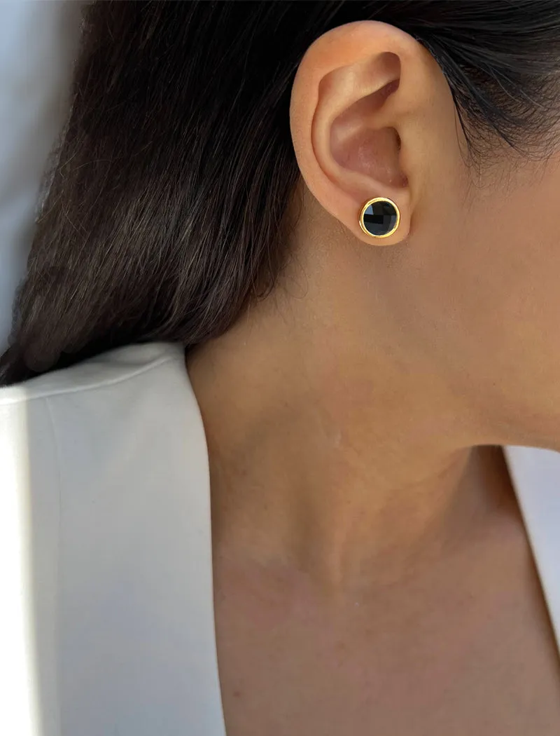 FIRE Black Onyx 24K Gold Studs