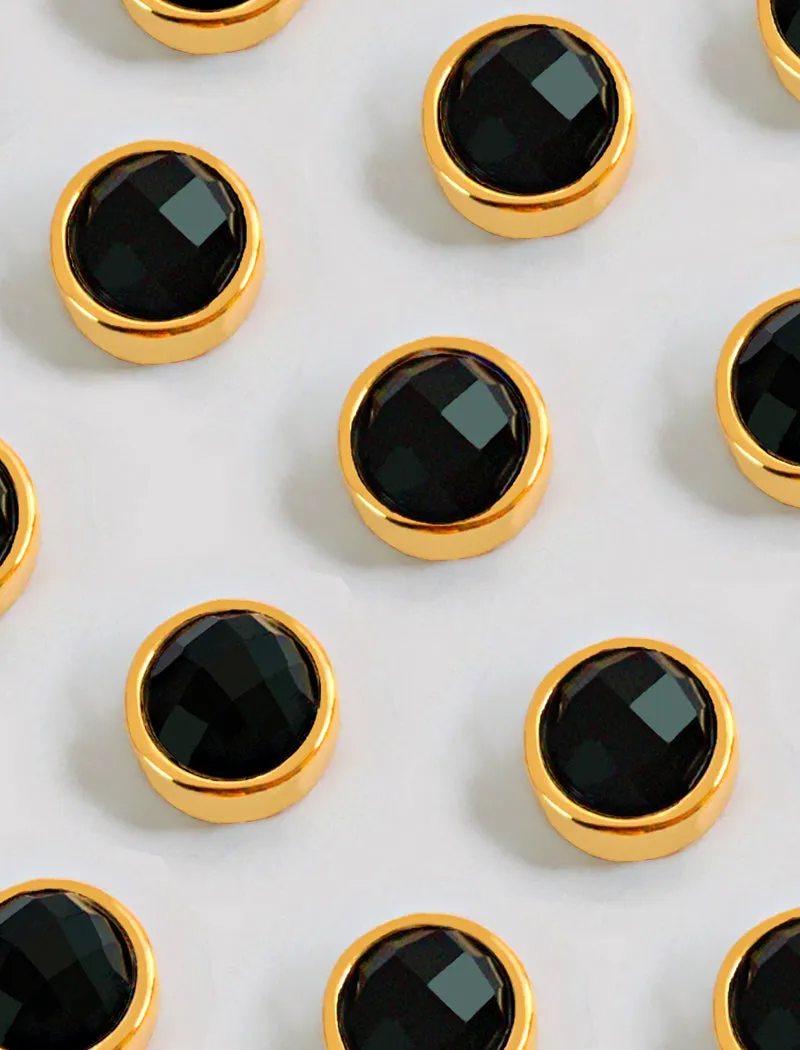 FIRE Black Onyx 24K Gold Studs