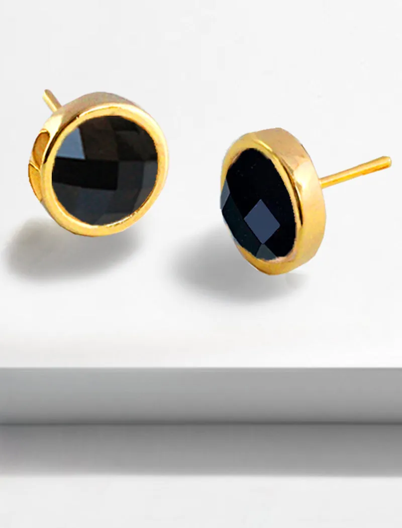 FIRE Black Onyx 24K Gold Studs
