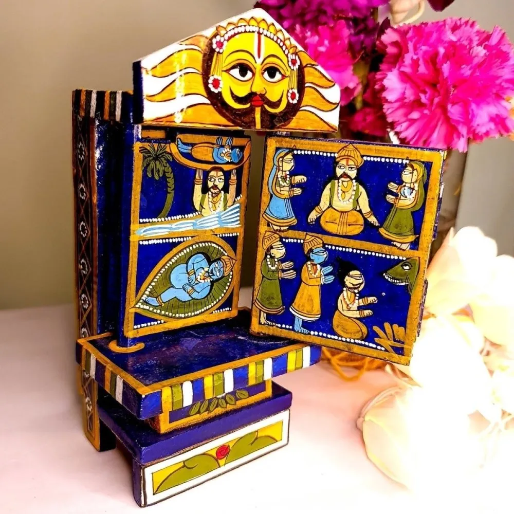 Handcrafted Wooden Box of Stories from Rajasthan (M)