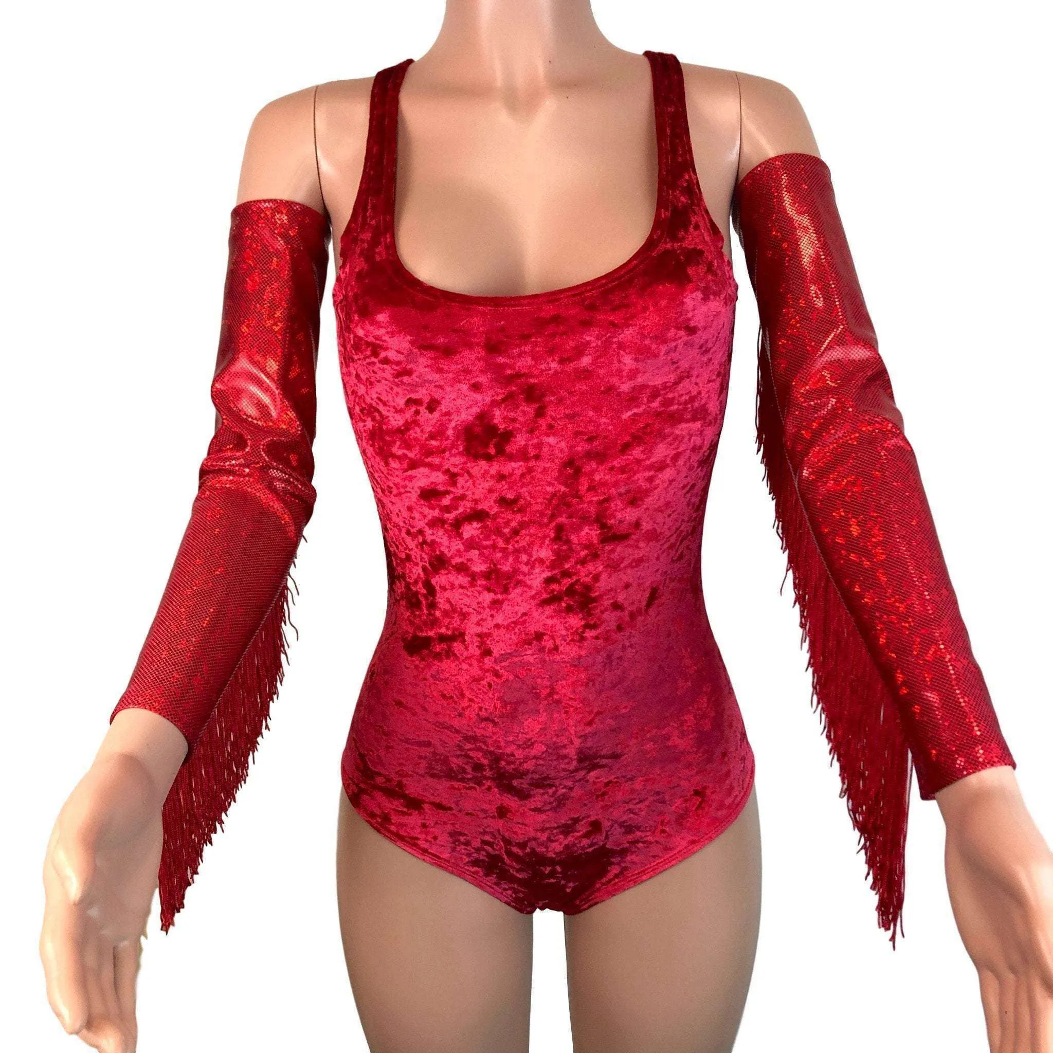 Holographic Fringe Red Shattered Glass Arm Sleeves