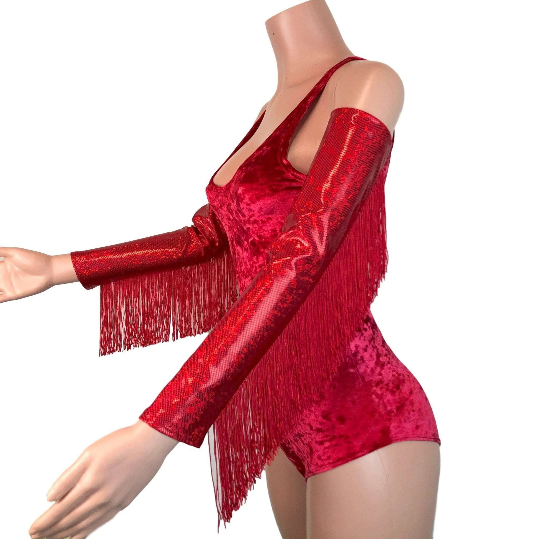 Holographic Fringe Red Shattered Glass Arm Sleeves