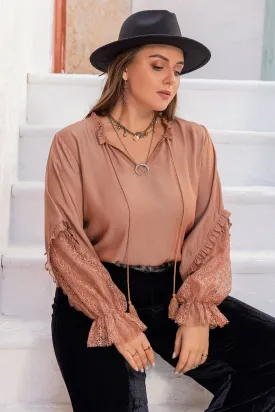 Light Mauve Flounce Sleeve Shirt ( XL - 3X)