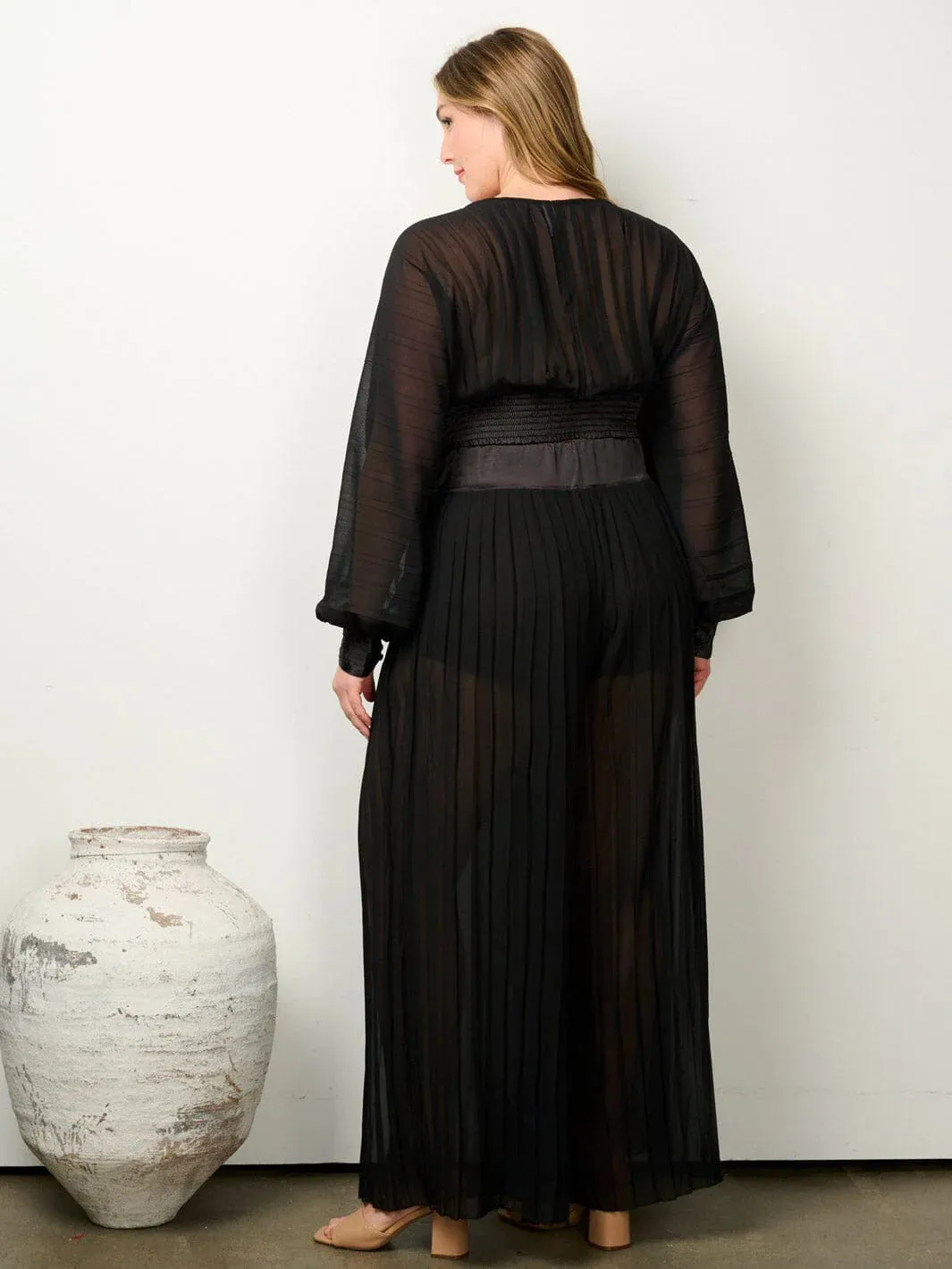 Plus Size Long Sleeve 2pc Crop Top and Pants Set