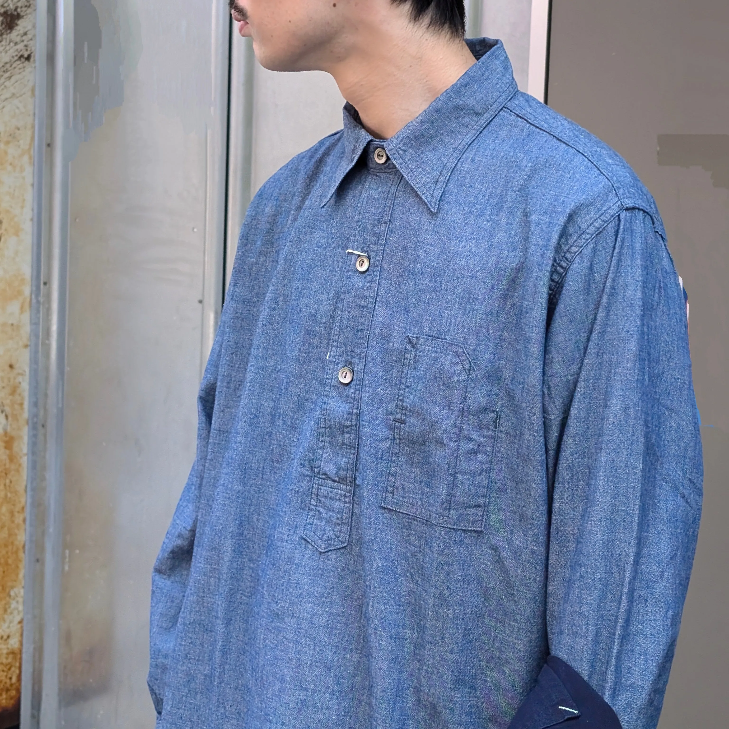 POST O'ALLS - No.1  Shirt - Classic chambray Indigo - 1201-CC